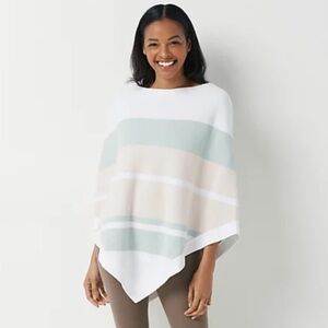 Barefoot Dreams || CozyChic Ultra Lite Ocean Breeze Poncho Stripe OS Plus